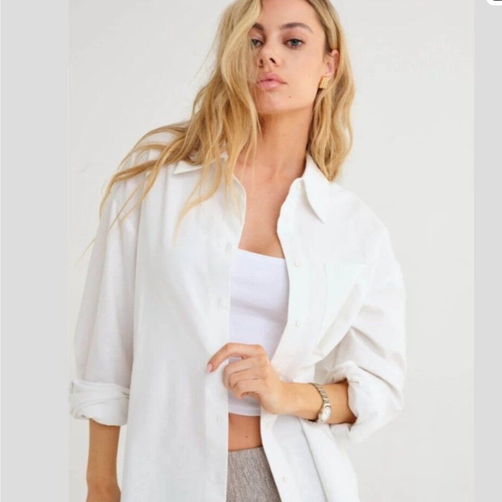 ❤️ REVOLVE RUMORED Ex-boyfriend shirt collared cotton button down white XS